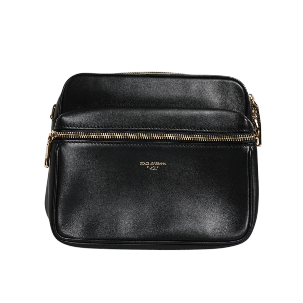 Dolce & Gabbana Black Calfskin Leather Gothic Messenger Bag