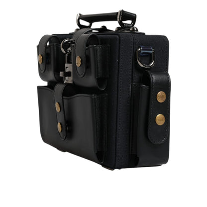 Dolce & Gabbana Black Leather Crossbody Top Handle Bag