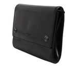 Dolce & Gabbana Black Leather Logo Embossed Crossbody Bag