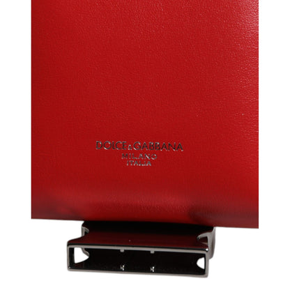 Dolce & Gabbana Red Leather Logo Zip Around Card Holder Wide Strap Wallet (Copy)