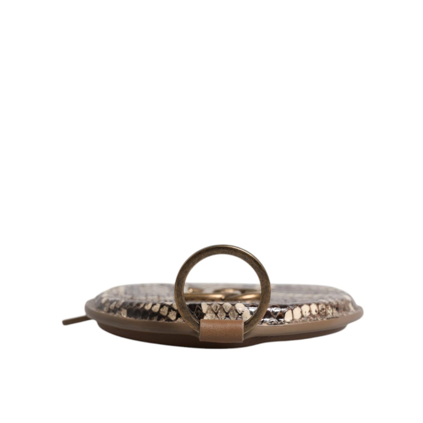 Dolce & Gabbana Brown Round Leather DG Logo Coin Purse Lanyard Wallet