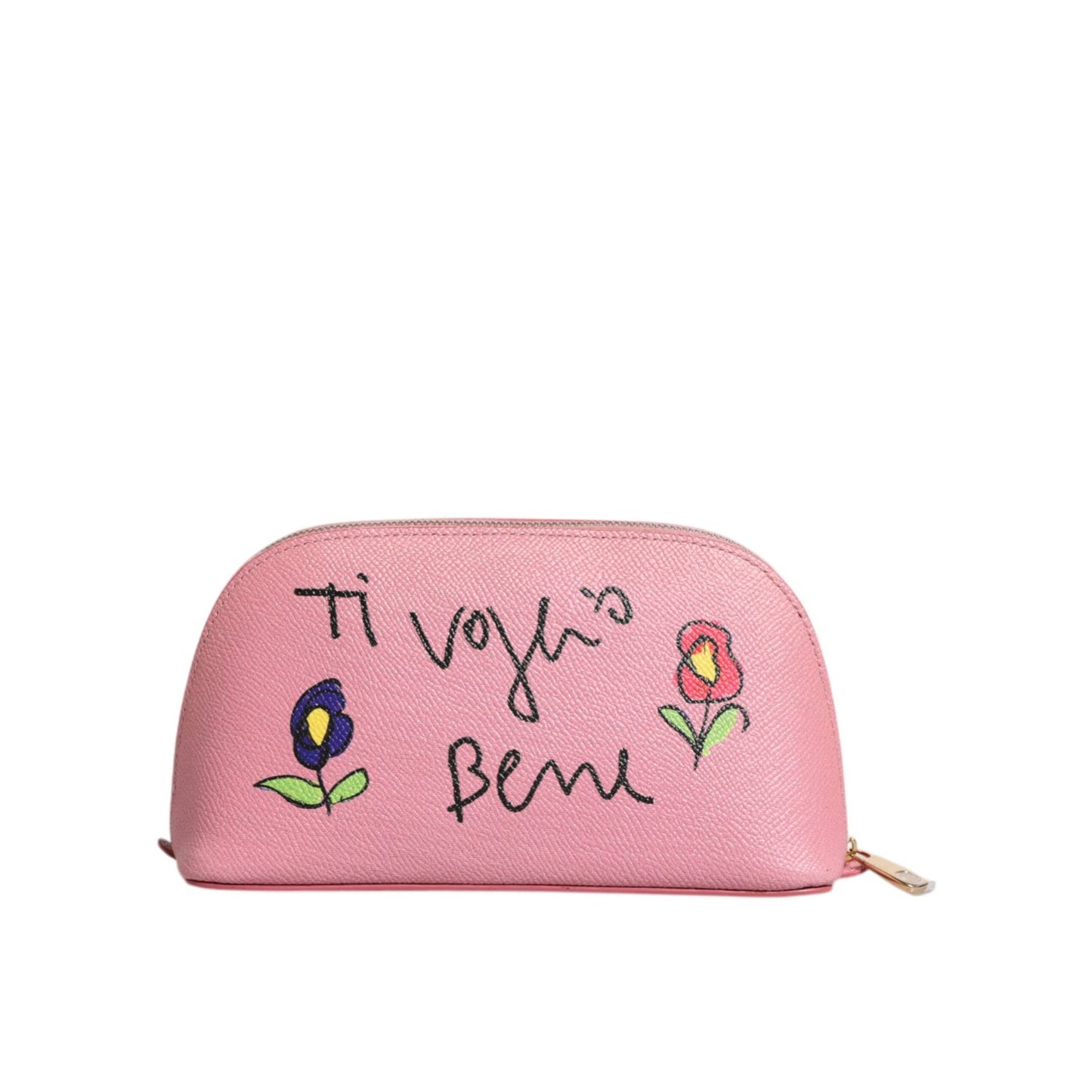 Dolce & Gabbana Pink Leather DG Logo Zip Around Hand Purse Pouch Wallet
