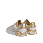 Dolce & Gabbana White Portofino Mother Of Pearl Sneakers Casual Shoes