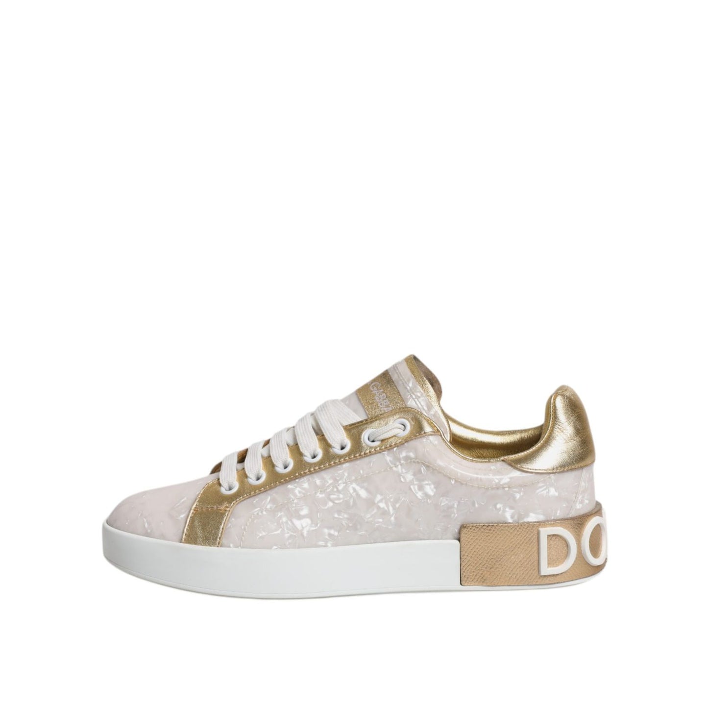 Dolce & Gabbana White Portofino Mother Of Pearl Sneakers Casual Shoes