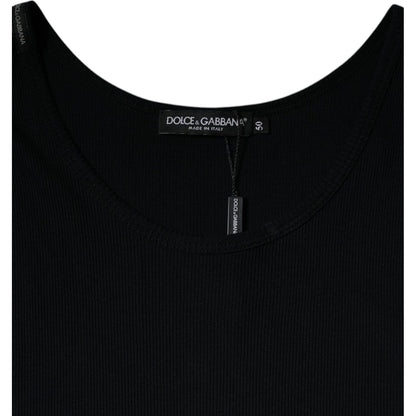 Dolce & Gabbana Black Cotton Sleeveless Round Neck Tank T-shirt