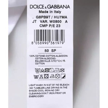 Dolce & Gabbana White Logo Print Cotton Crew Neck T-shirt