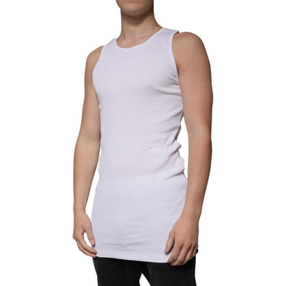 Dolce & Gabbana White Cotton Sleeveless Round Neck Tank T-shirt