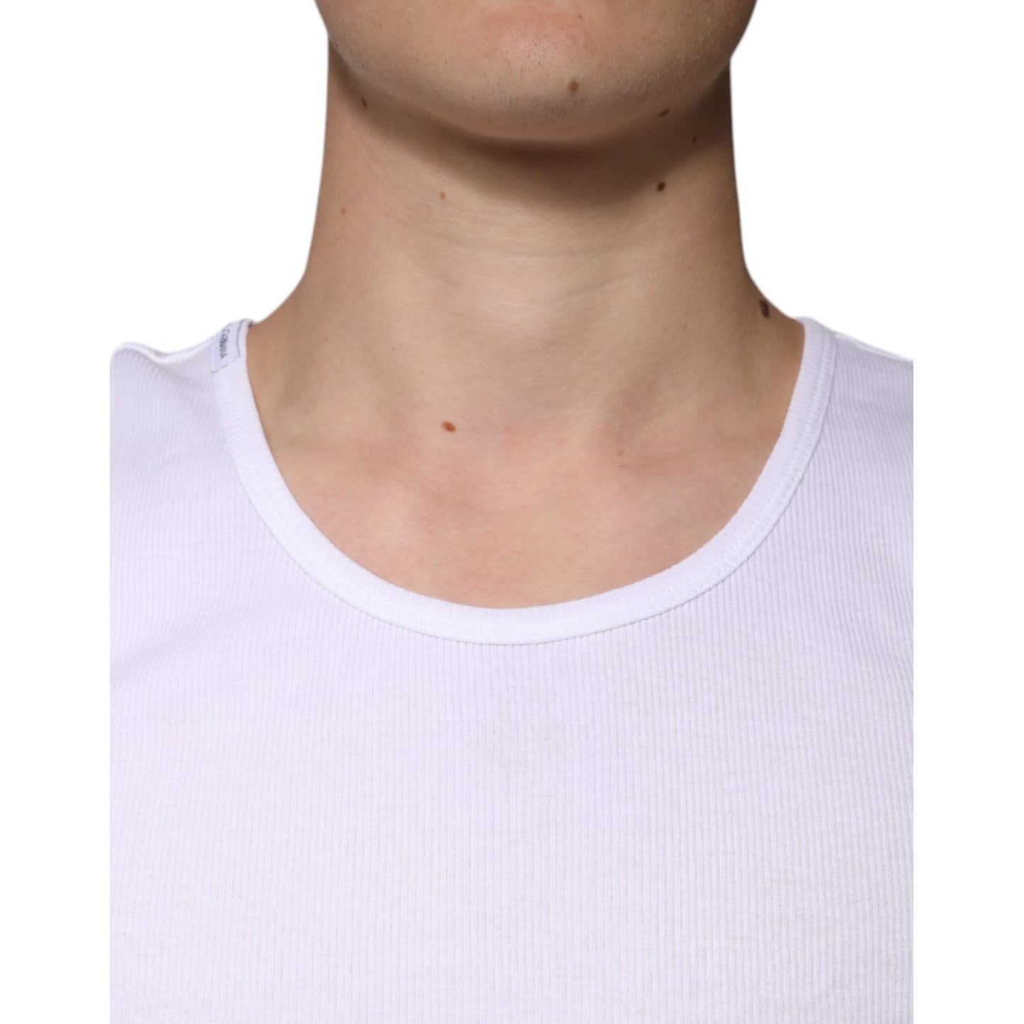 Dolce & Gabbana White Cotton Sleeveless Round Neck Tank T-shirt