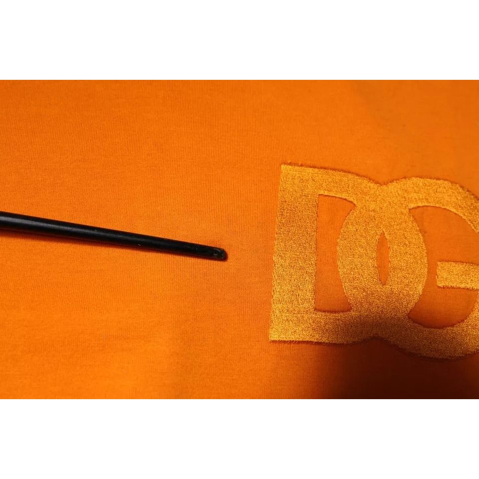 Dolce & Gabbana Orange Logo Cotton Crew Neck T-shirt