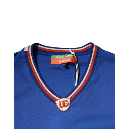 Dolce & Gabbana Blue Logo V-neck Short Sleeve T-shirt