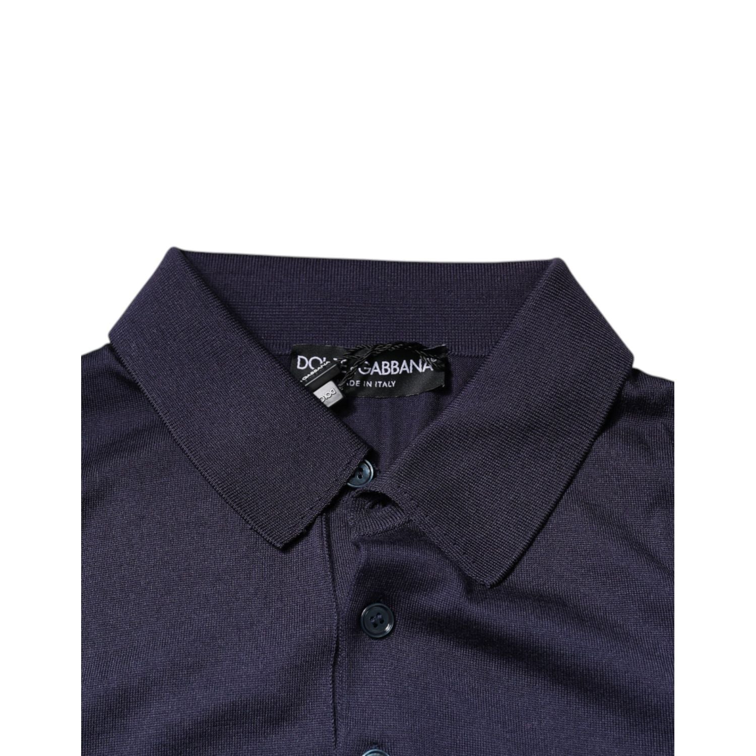 Dolce & Gabbana Blue Silk Collared Short Sleeves Polo T-shirt