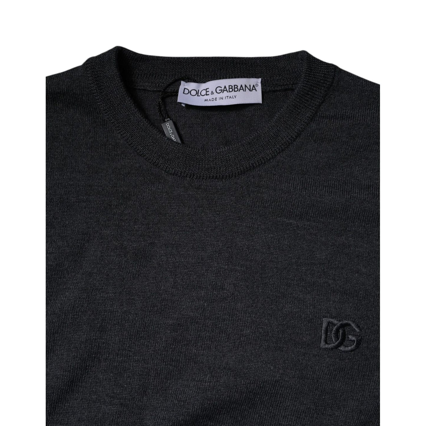 Dolce & Gabbana Dark Gray DG Logo Crew Neck Pullover Sweater