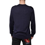 Dolce & Gabbana Navy Blue Silk V-neck Pullover Sweater TSH87799-52