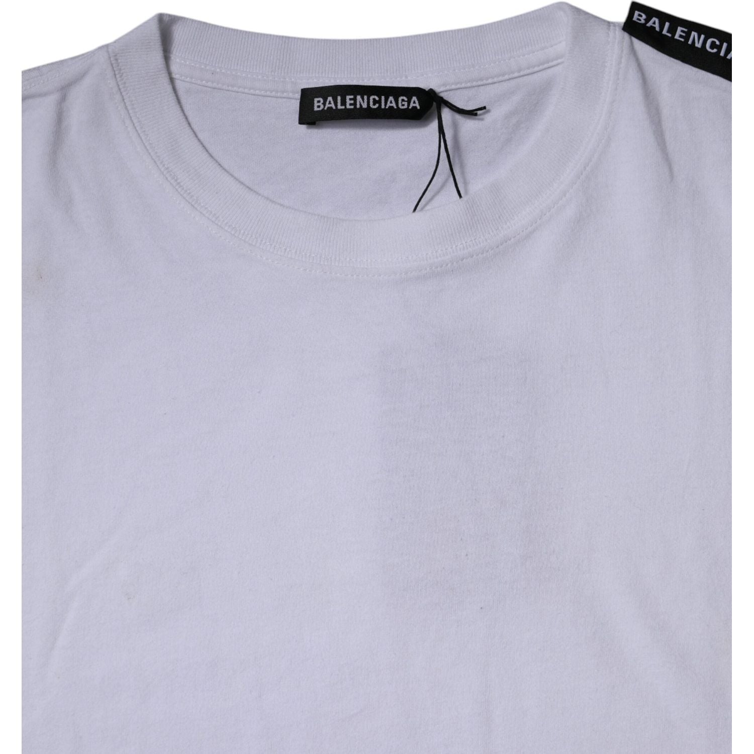 Balenciaga White Logo Cotton Jersey Crew Neck Short Sleeves T-shirt