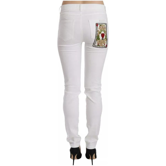 Dolce & Gabbana White Crystal Embellished Skinny Jeans