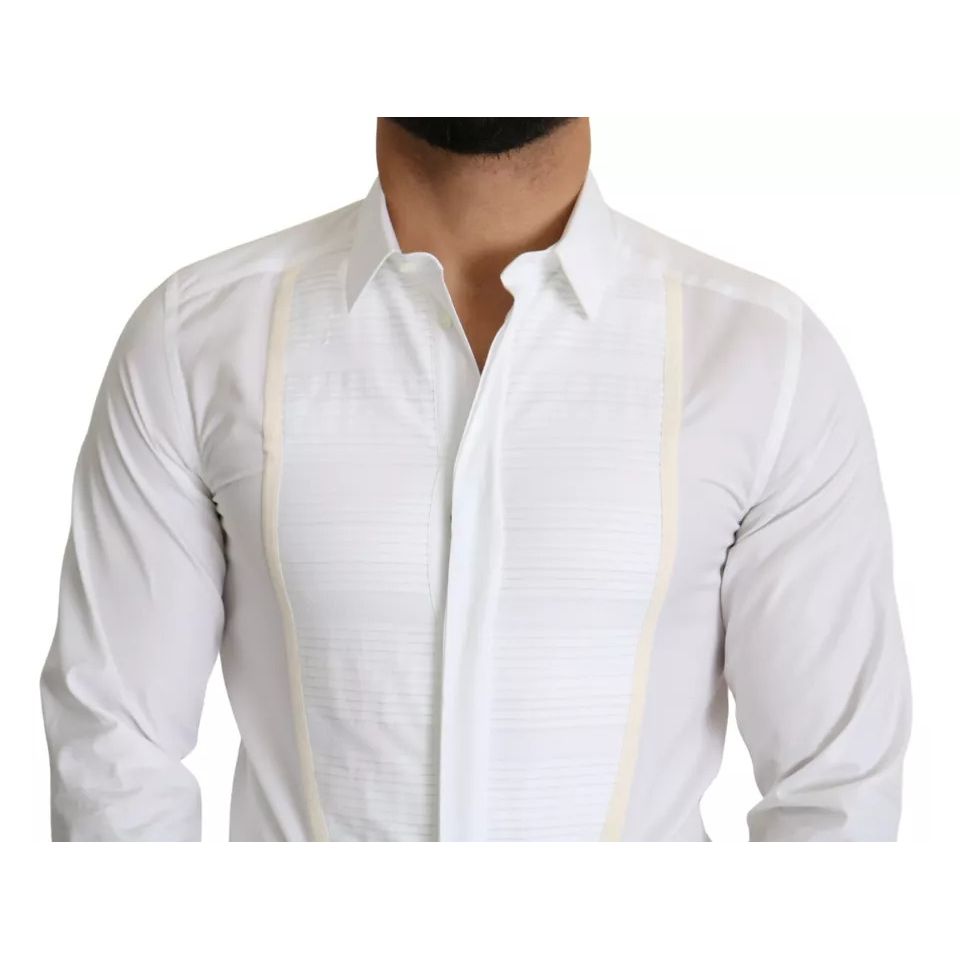 Dolce & Gabbana White Formal Tuxedo Dress GOLD Shirt