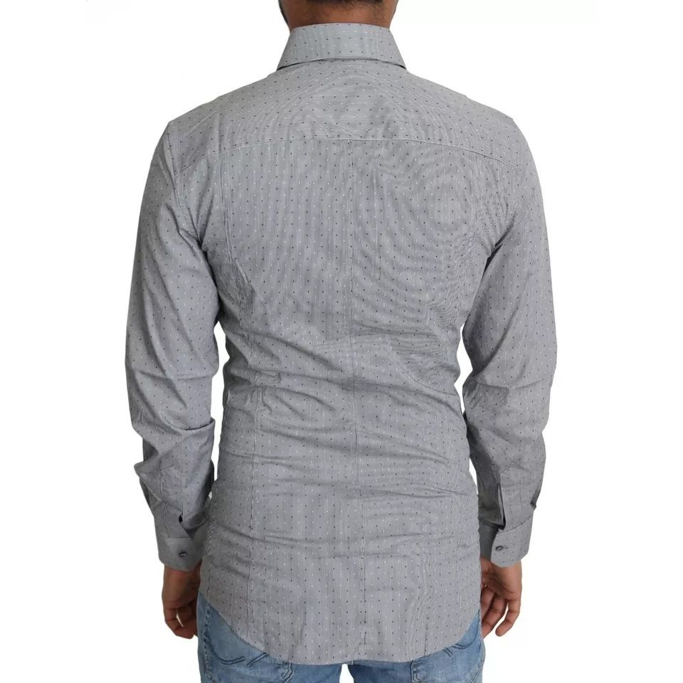 Dolce & Gabbana Gray SICILIA Dotted Semi Fitted Formal Shirt TSH5484-37