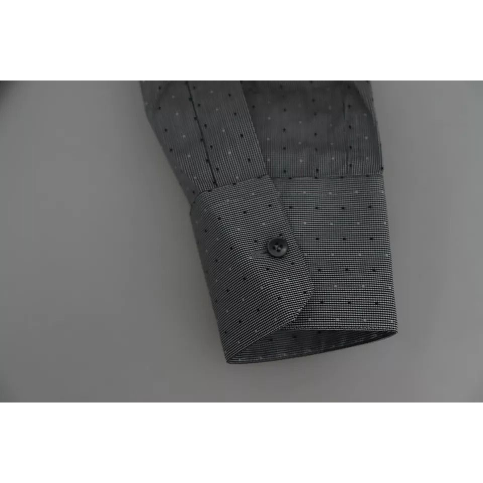 Dolce & Gabbana Gray SICILIA Dotted Semi Fitted Formal Shirt TSH5484-37