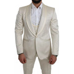 Dolce & Gabbana Beige Wool Crème 3 Piece SICILIA Shawl Suit KOS1801-44