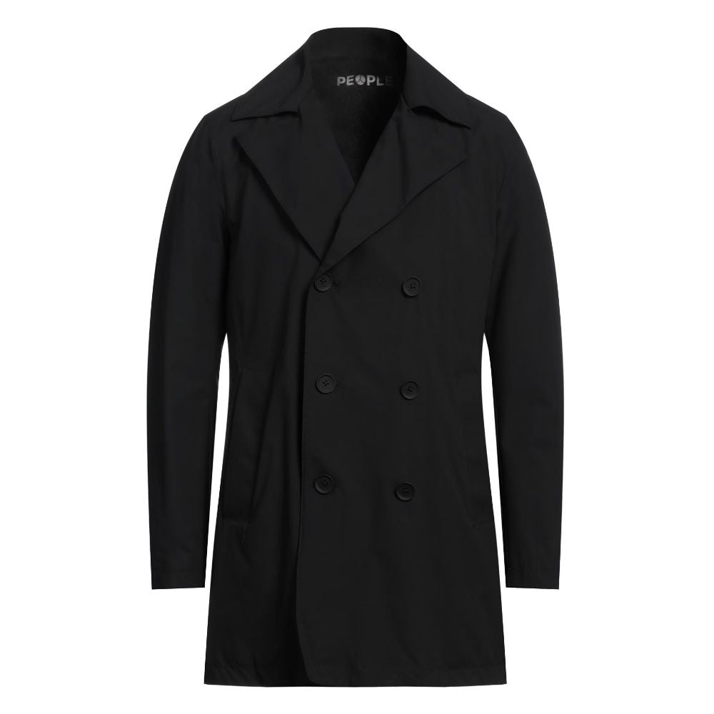 People Of Shibuya Black Recycled Polyester Men Trench Coat