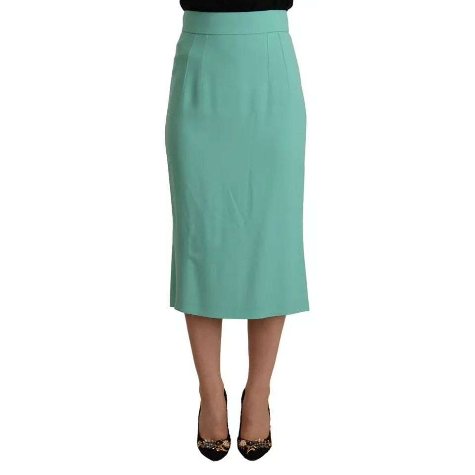 Dolce & Gabbana Mint Green Viscose Pencil Cut Midi Skirt
