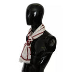 Dolce & Gabbana White Red Printed Wrap Shawl Modal Scarf