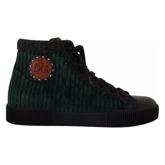 Dolce & Gabbana Green Corduroy High Tops Sneakers Mens Casual Shoes MV4458-42