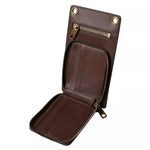 Dolce & Gabbana Brown Calf Leather Zip Logo Shoulder Neck Strap Wallet SMY201300