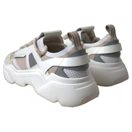 Dolce & Gabbana White Beige Leather Sport DAYMASTER Shoes Sneakers MV5085-39.5