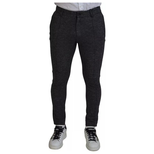 Dolce & Gabbana Gray Chevron Viscose Skinny Pants