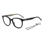M Missoni Black Acetate Frames with colorful inner temples, model MMI0116807F21, dimensions 52/18/140 mm, includes a matching glasses cord.