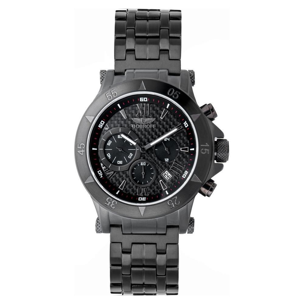 Bobroff Black Stainless Steel Dress Watch