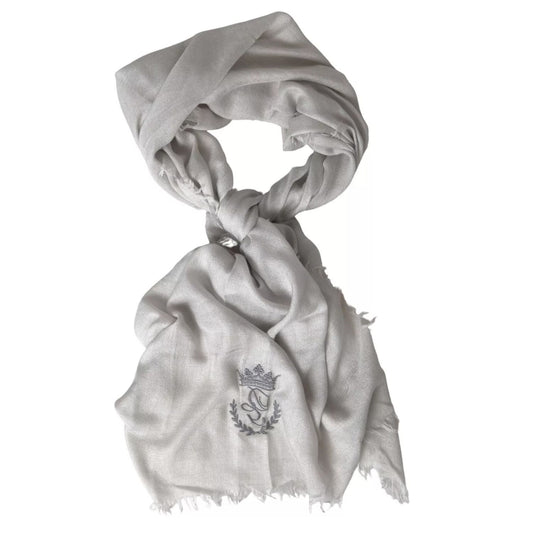 Dolce & Gabbana Gray Cashmere Wrap Shawl Fringe Scarf MS7054