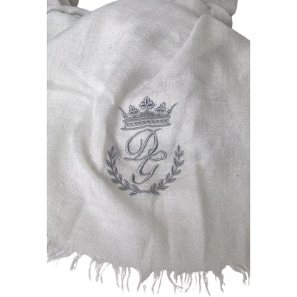 Dolce & Gabbana Gray Cashmere Wrap Shawl Fringe Scarf