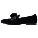 Dolce & Gabbana Black Velvet Flats Bow Young Queen Shoes