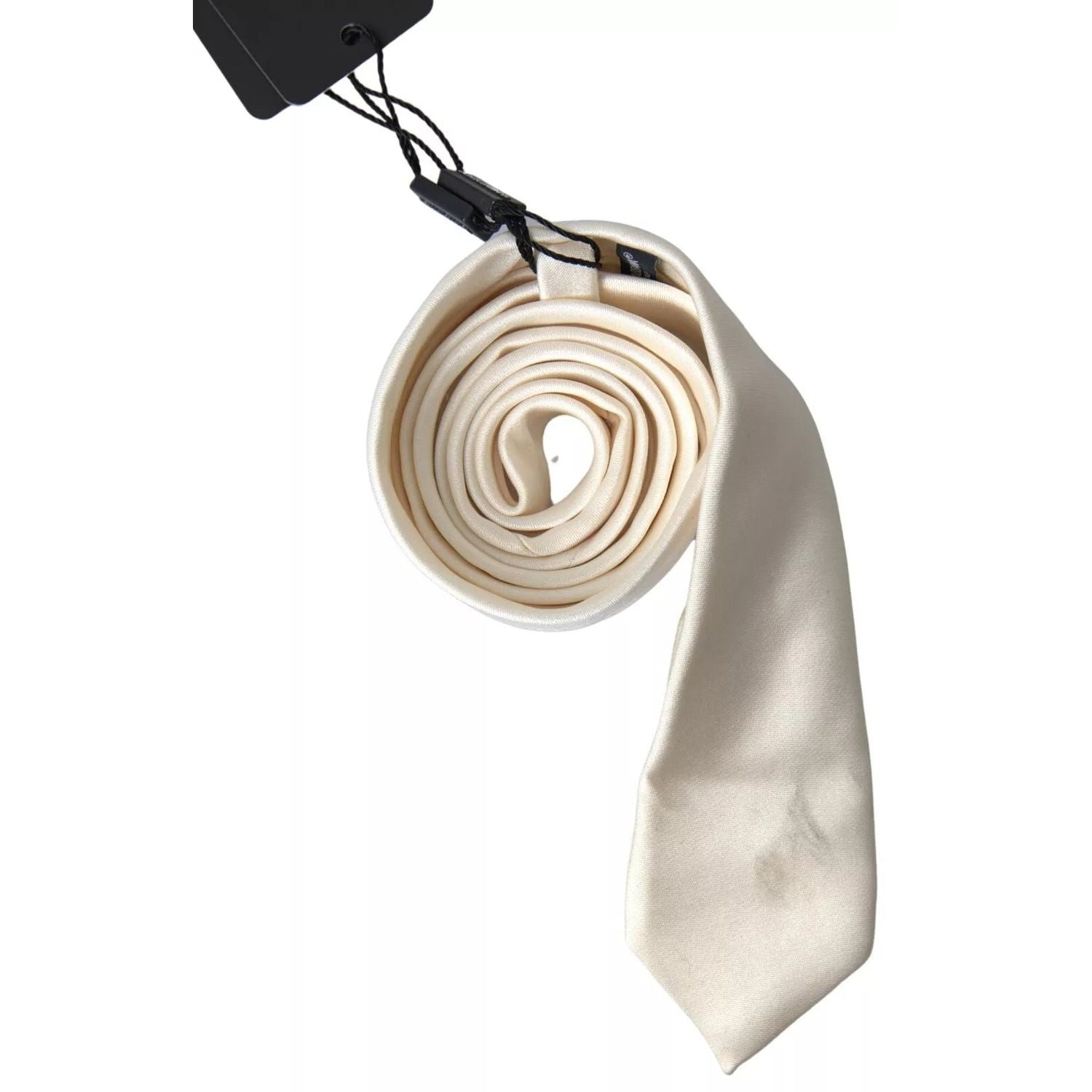 Dolce & Gabbana Off White Satin Silk Classic Men Necktie