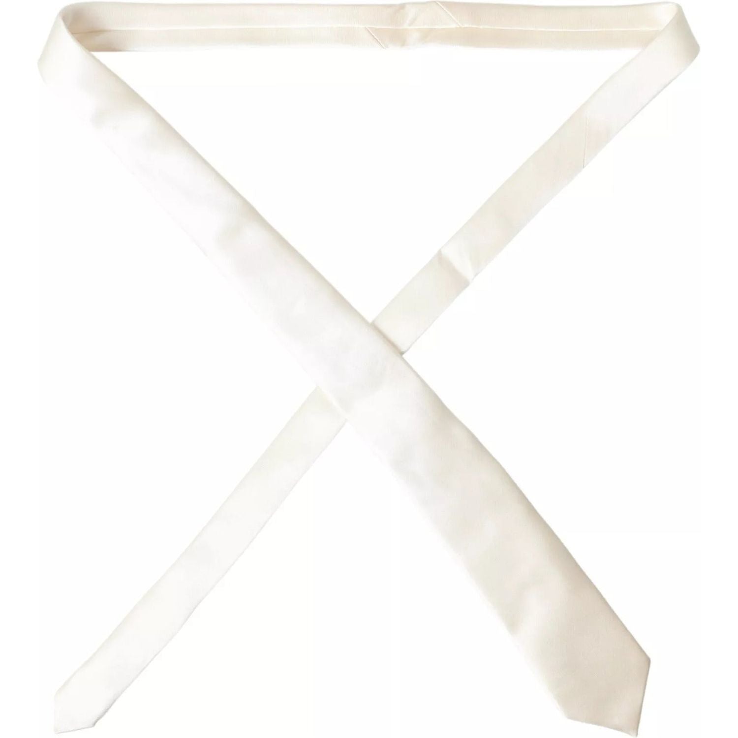 Dolce & Gabbana Off White Satin Silk Classic Men Necktie