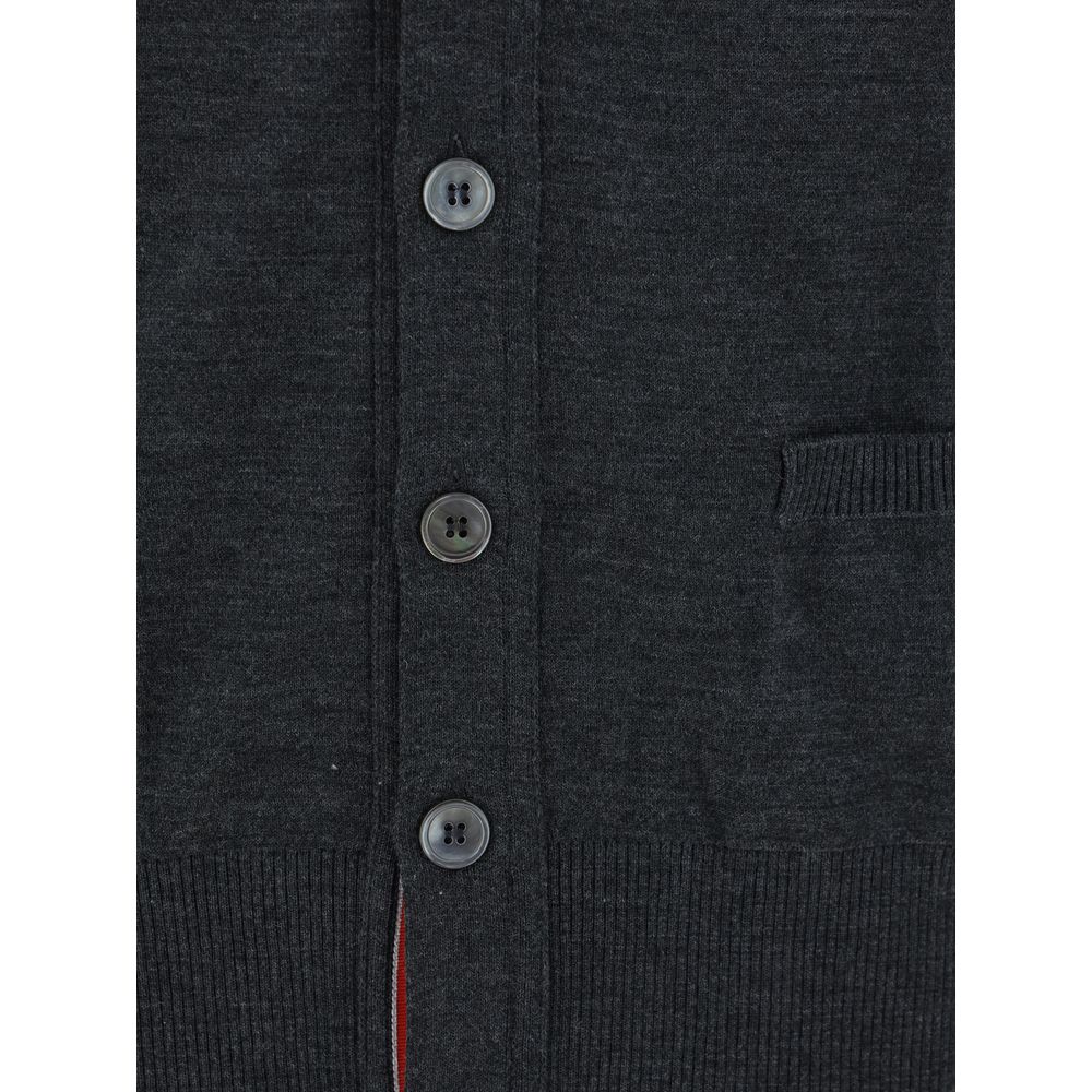 Thom Browne Gray Fleece Wool Cardigan