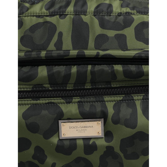 Dolce & Gabbana Green Polyester Leopard Print Shell Messenger Bag