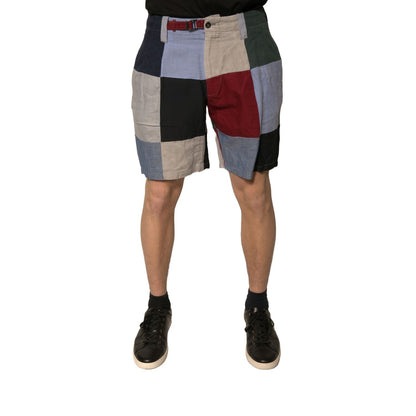 Dolce & Gabbana Multicolor Patchwork Linen Men Chino Shorts