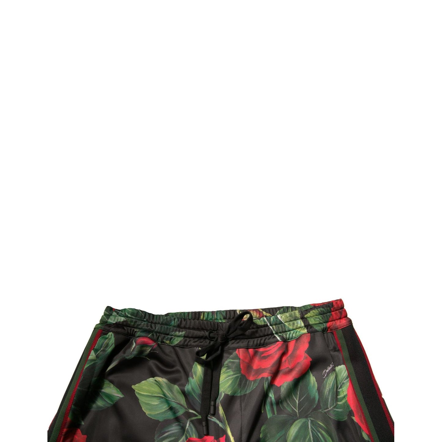 Dolce & Gabbana Black Floral Polyester Jogger Sweatpants Pants