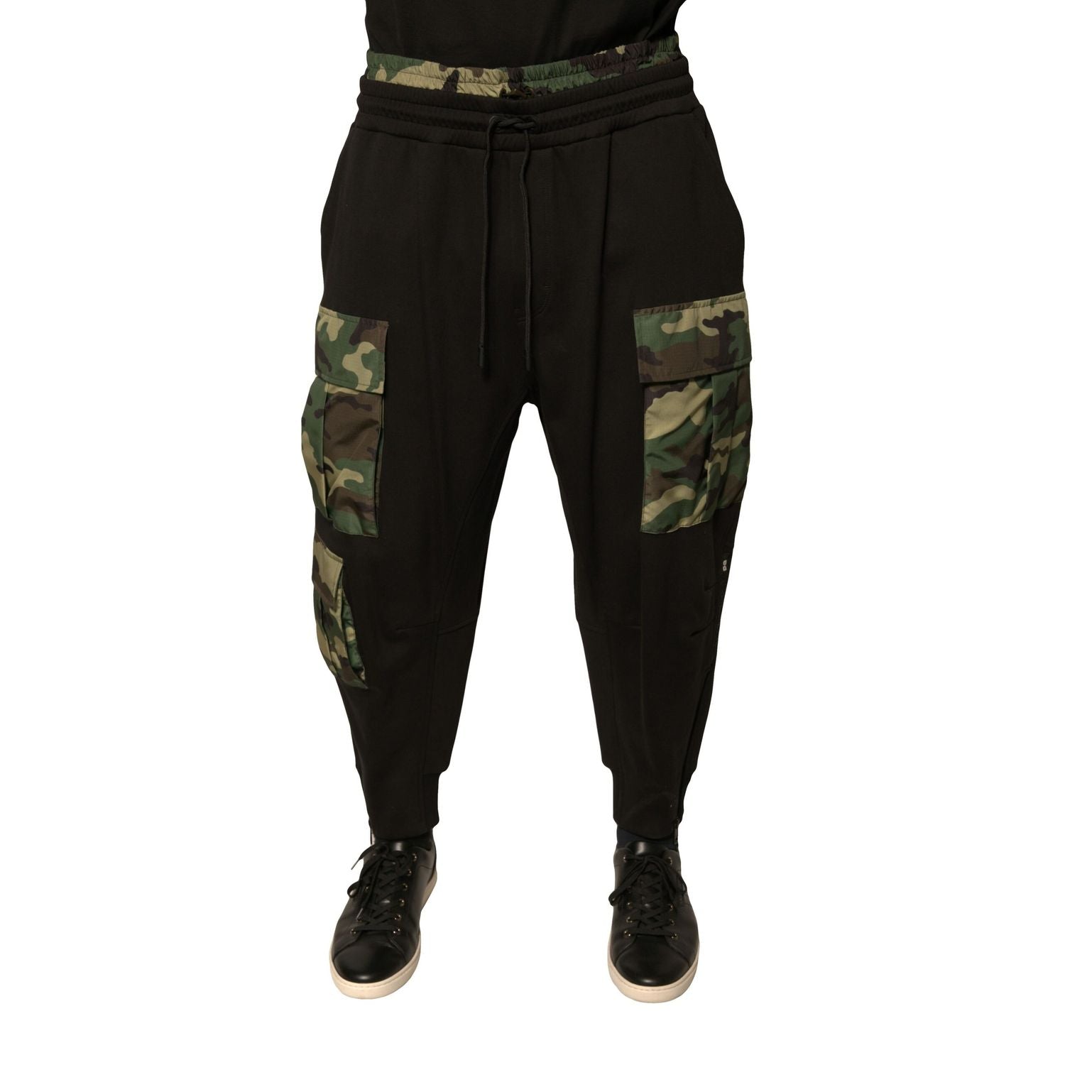 Dolce & Gabbana Black Camouflage Cotton Jogger Cargo Pants