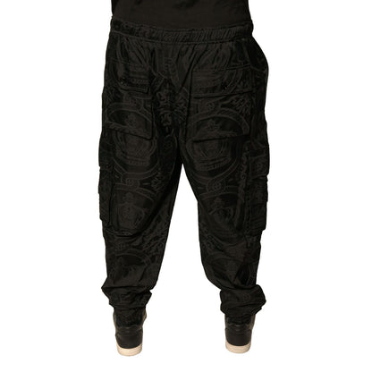 Dolce & Gabbana Black Crown Nylon Jogger Sweatpants Pants