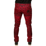 Dolce & Gabbana Red Leopard Cotton Stretch Skinny Denim Jeans