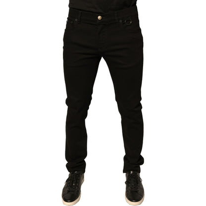 Dolce & Gabbana Black Logo Cotton Stretch Skinny Denim Jeans