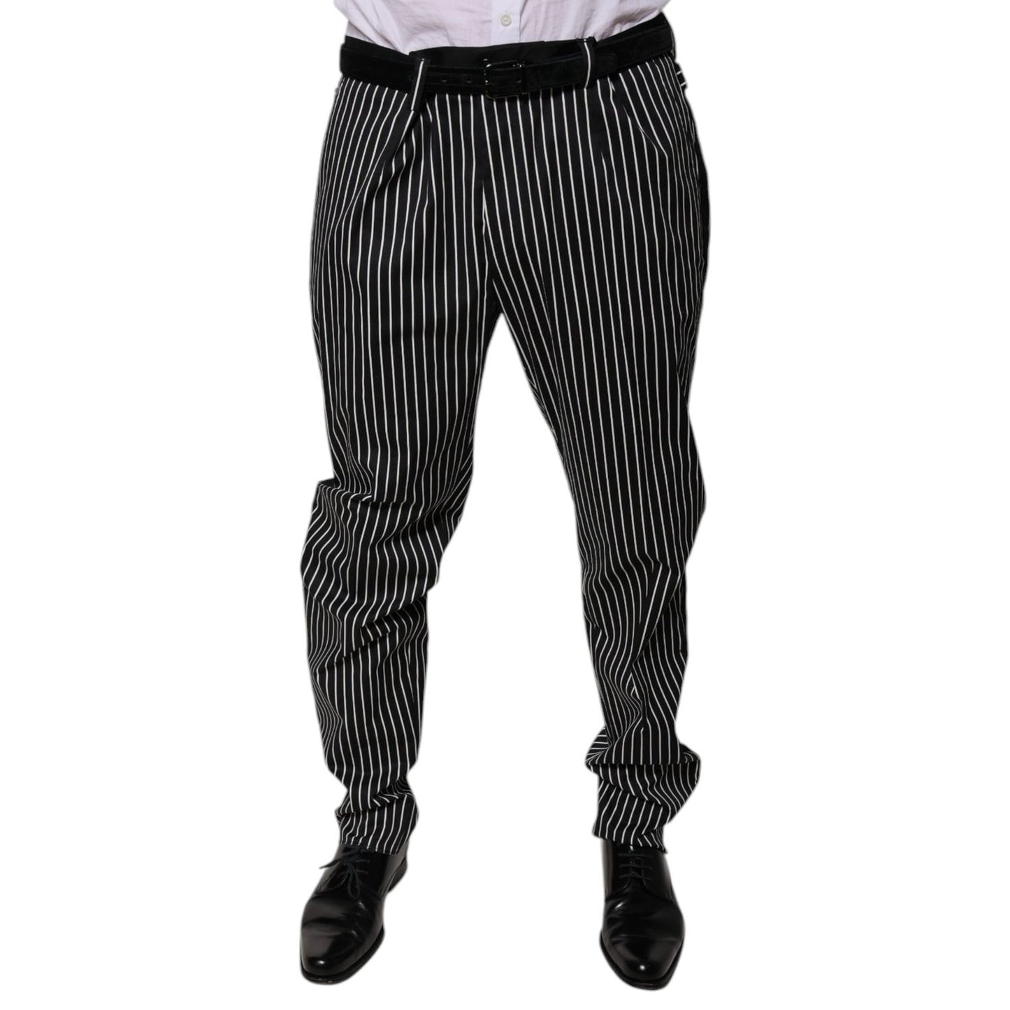 Dolce & Gabbana Black Stripes Skinny Dress Pants