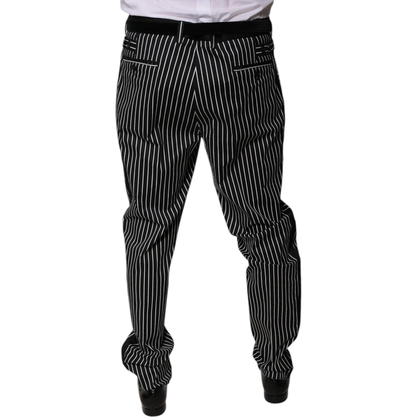 Dolce & Gabbana Black Stripes Skinny Dress Pants