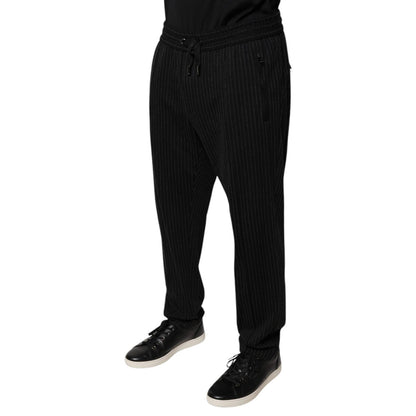 Dolce & Gabbana Black Stripes Viscose Skinny Dress Pants