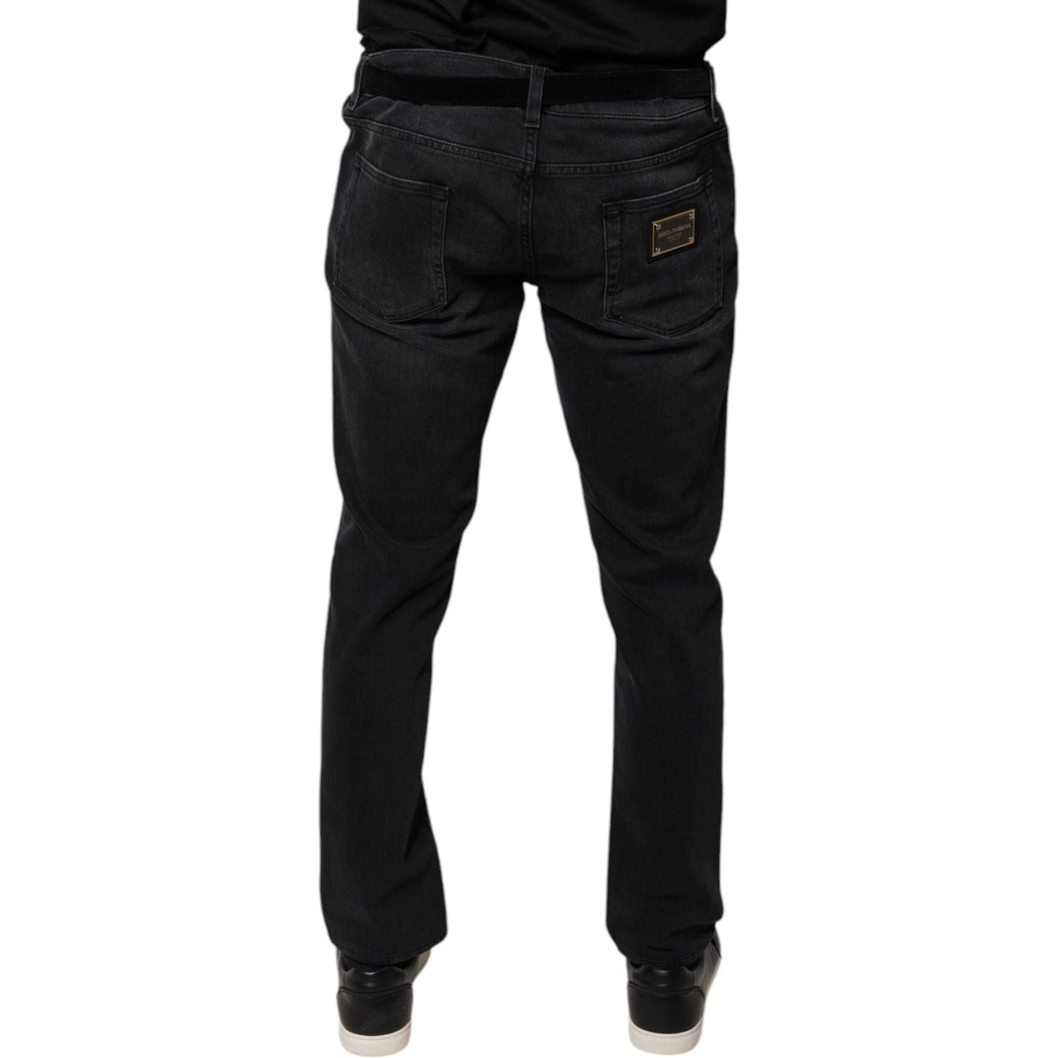 Dolce & Gabbana Black Logo Cotton Stretch Skinny Denim Jeans