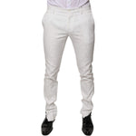 Dolce & Gabbana White Cotton Tapered Formal Dress Pants